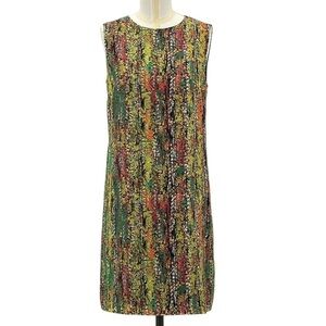 M by Missoni Silk Shift Dress Sleeveless Multi Colored Abstract Floral Size 40